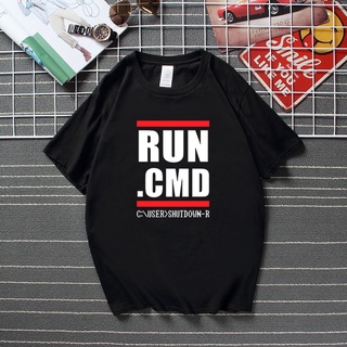 เสื้อยืด พิมพ์ลายโปรแกรมเมอร์ Nerd Geek RUN CMD แฟชั่นฤดูร้อน สไตล์สตรีท สําหรับผู้ชาย และผู้หญิงสามารถปรับแต่งได้