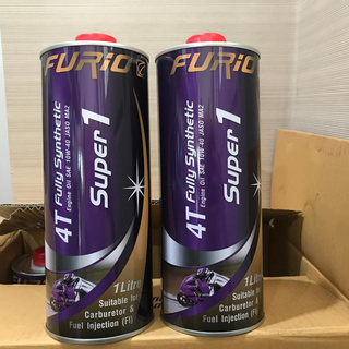 แพ็ค 2 กระป๋อง น้ำมันเครื่อง มอเตอร์ไซส์ furio สังเคราะห์ 100% furio super1 4T 10w-40 ขนาด 1 ลิตร