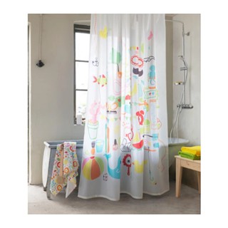 BADB ผ้าม่านห้องน้ำ (ฟรีห่วงแขวน) Shower curtain 180*200 cm (หลากสี)