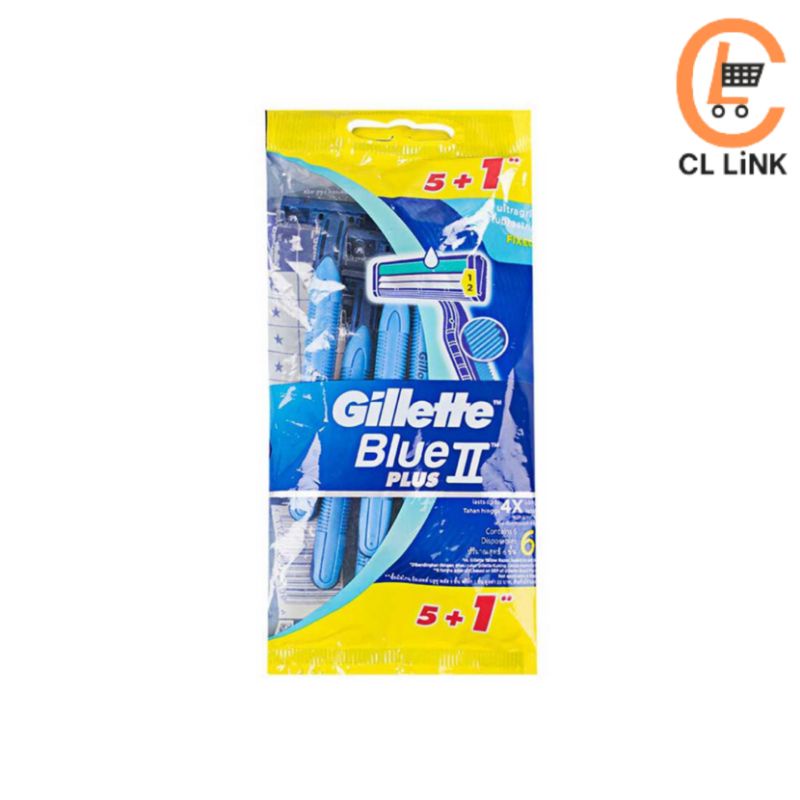 Gillette Blue 2 / Blue II Plus มีดโกนหนวดแบบใช้แล้วทิ้ง 5+1 / 10