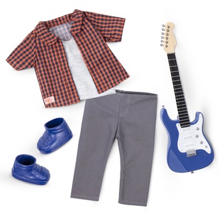 Our Generation -DELUXE BOY PLAID SHIRT W/GUITAR OUTFIT (BD30464Z) - ชุดเสื้อผ้าเด็กผู้ชาย พร้อมกีต้าร์สำหรับตุ๊กตา