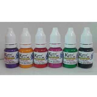 สีสัก เคนตั้น Tattoo Ink ชุดรวมสี 3 ขนาด 10 ml. 6 ขวด