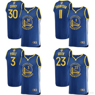 เสื้อกีฬาแขนสั้น ลายทีม NBA Finals Jersey Warriors Curry Thompson ทรงหลวม สีเขียว 2022