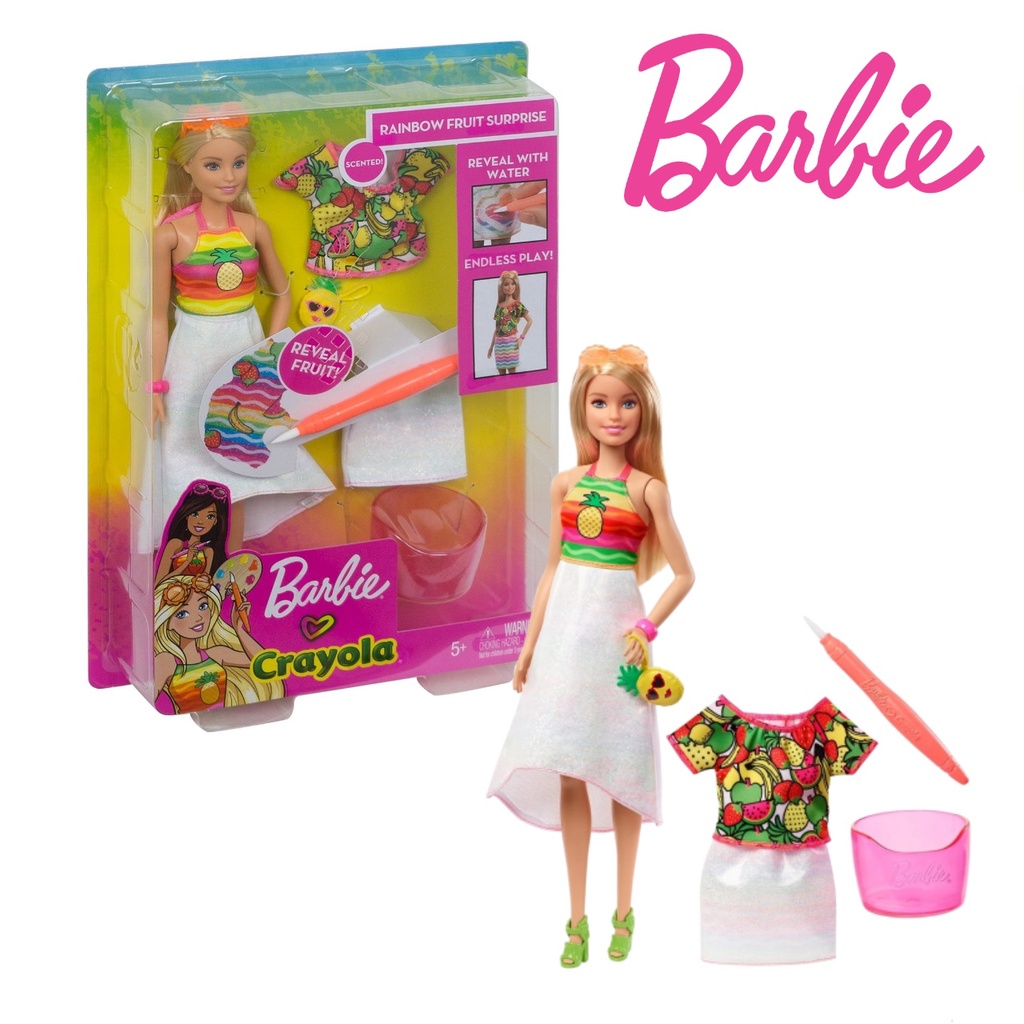 ตุ๊กตาบาร์บี้ Barbie x Crayola Rainbow Fruit Surprise รุ่นเปลี่ยนลายเสื้อด้วยน้ำ (ของแท้จาก Mattel) 956 #