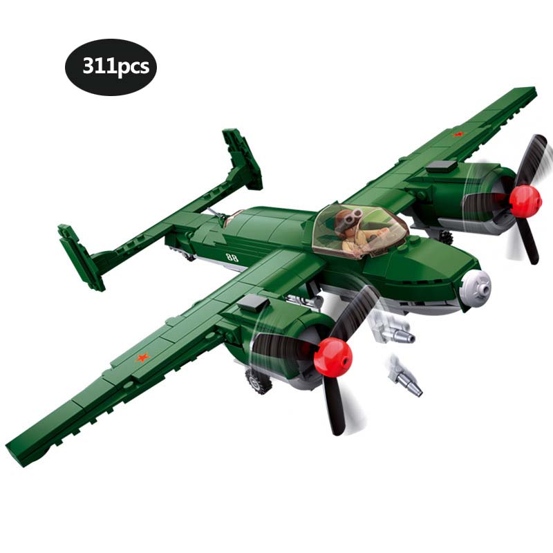 311pcs TU-2 Medium Bomber Building Blocks เด็กการศึกษาของเล่น DIY เครื่องบินทหารรุ่น