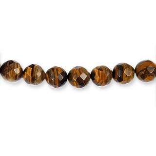 ลูกปัดหินแท้ ลักษณะเม็ดกลมเจี่ยรเหลี่ยม หินพลอยตาเสือ (Tiger Eye) 12 mm - (LZ-0057 สีน้ำตาล)