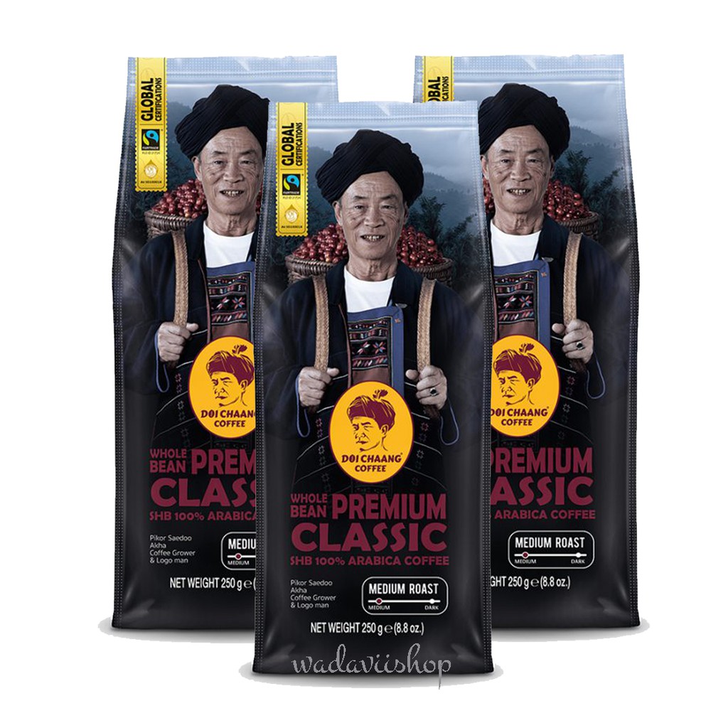 *SALE*เมล็ดกาแฟดอยช้าง อราบิก้า - Premium Classic เมล็ดคั่วดอยช้าง 100% (250 กรัม 3 แพ็ค)