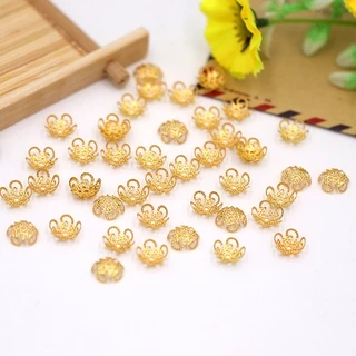 200 ชิ้น / แพ็ค ลูกปัดโลหะ ฝาดอกไม้ DIY อุปกรณ์เครื่องประดับ