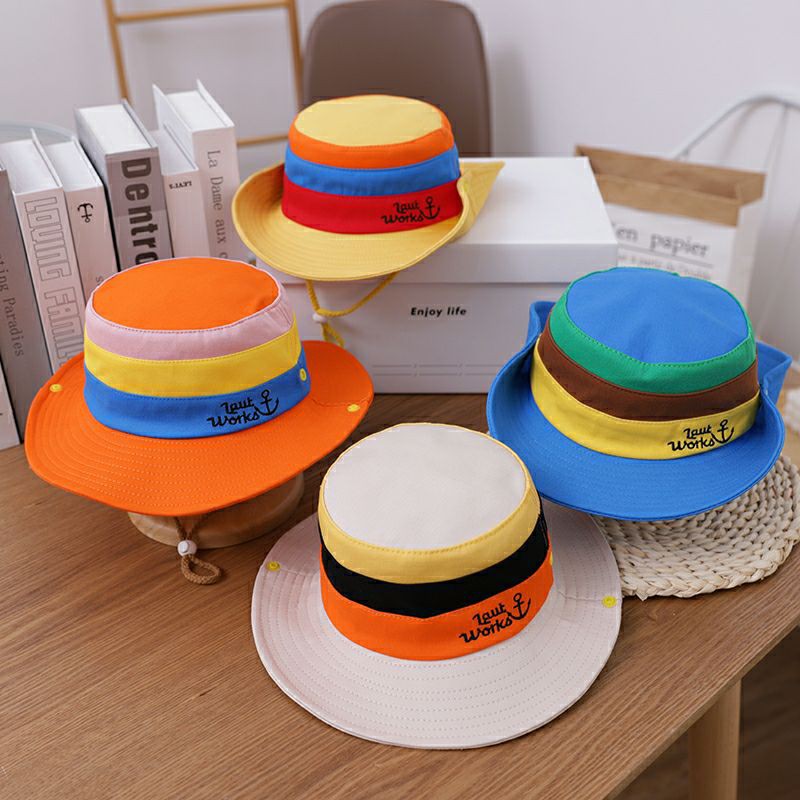[พร้อมส่ง] หมวกเดินป่าเด็ก 1ปี - 8ปี รอบหัว: 52-54 cm. หมวกบักเก็ตปีกกว้างผ้าสลับสีแนววินเทจ