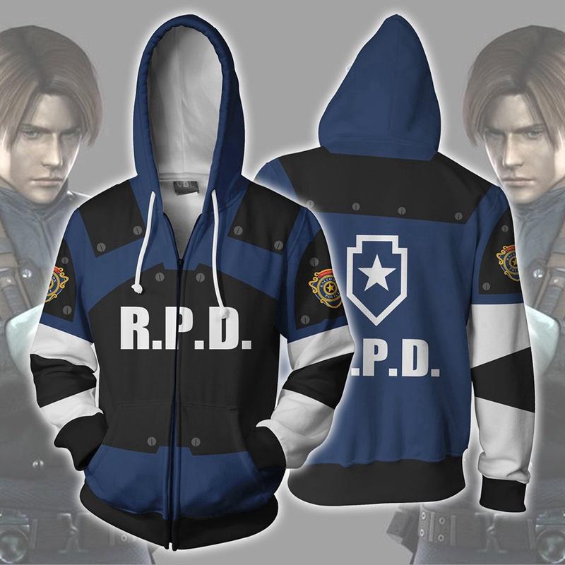 แฟชั่น 3D Unisex Resident Evil Leon สก็อตเคนเนดีเสื้อแจ็คเก็ตพิมพ์