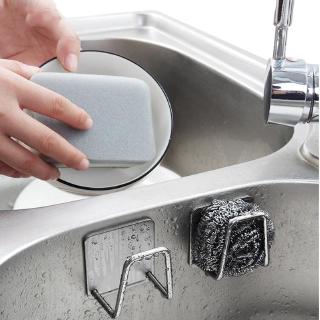 1Pc Kitchen Stainless Steel Self-adhesive Sink Sponges Holder Self/Bathroom Wall Drain Dishcloths Rack Hook Organizer Accessories