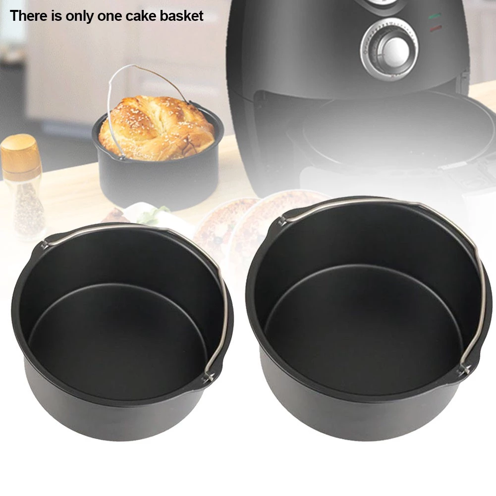 หม้อทอด เคลือบเทฟล่อน หม้อกลม ทอด อาหาร 7 นิ้ว Non-Stick Air Fryer Accessories หม้อทอดไร้น้ำมัน S.H.PLUS