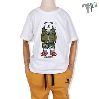 MUUNIQUE JP.T-shirt Kids 3D เสื้อยืด รุ่น Bear white TS-124