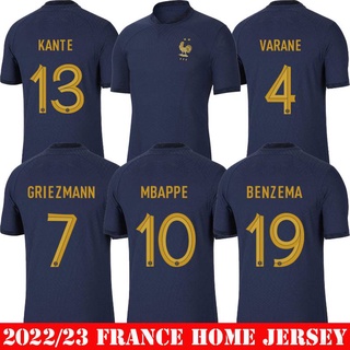 เสื้อกีฬาแขนสั้น ลายทีมชาติฟุตบอล Estar 22-23 World Cup France Mbappe Kante Griezmann Varane Benzema ชุดเหย้า