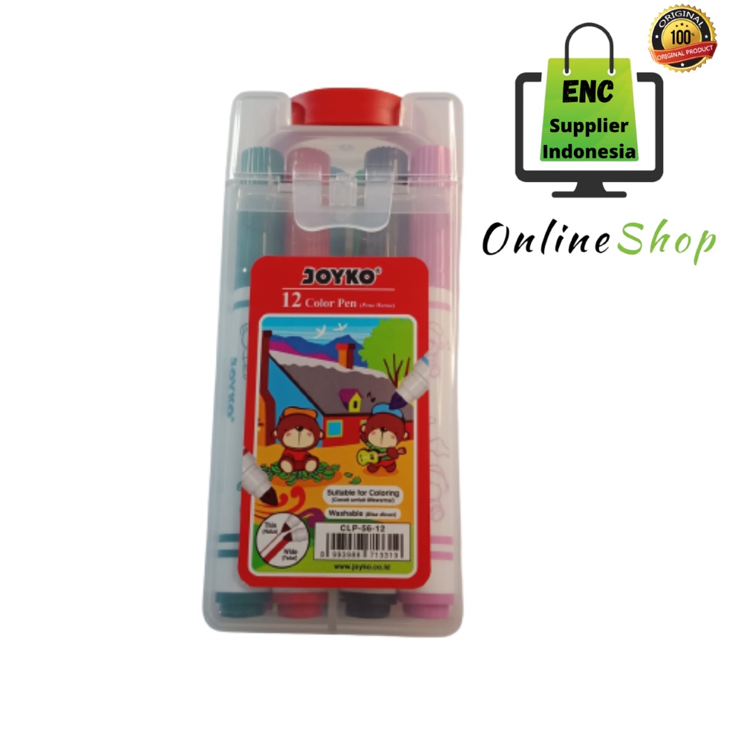 Joyko 12w marker 12 สี joyko CLP 56 ปากกาสีซักได้ CLP-56 12w clp56 ต่อชุด - enc.sup