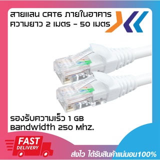 สายแลนสำเร็จรูป สายแลนคุณภาพดี แบรนด์ XLL CAT6 UTP INDOOR (250 MHz) w/Cross Filler, 23 AWG 1 Gigabit ความยาว 25-50 เมตร