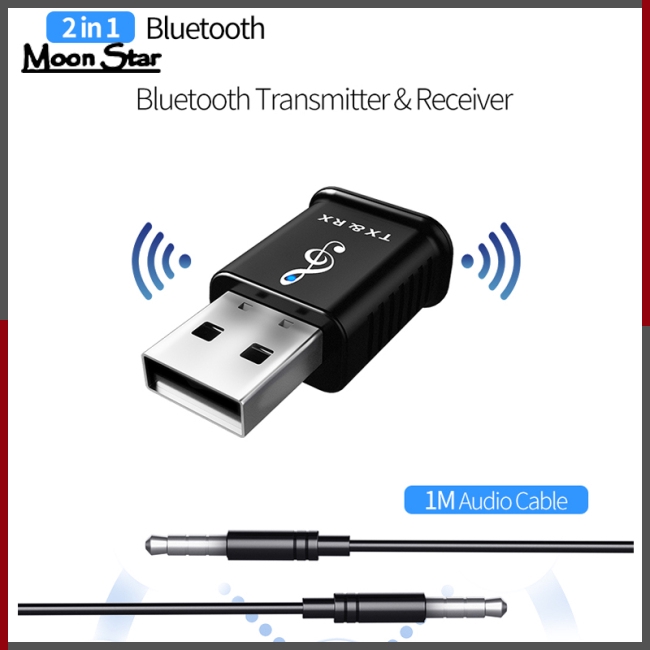 Car 2-in-1 Transmitter Receiver Wireless Audio USB Bluetooth FM Adapter 5 SL