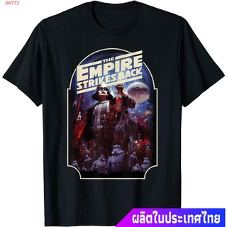 ผ้าฝ้ายแท้เสื้อยืดแขนสั้น Star Wars The Empire Strikes Back Vintage Poster T-Shirt Sports T-shirtS-4XL