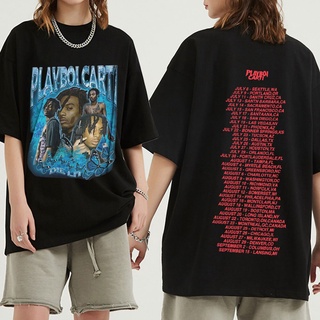 T-shirt  เสื้อยืดแขนสั้นลําลอง ผ้าฝ้าย พิมพ์ลายตัวอักษร Rap Singer Playboi Carti สไตล์ฮิปฮอป สําหรับผู้ชาย และผู้หญิงS-5