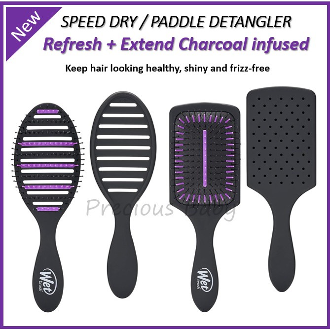 ใหม่????Wet brush Speed dry/ Paddle brush Refresh+Extend Charcoal Infused รุ่นลดผมฟู ผมเบาไร้