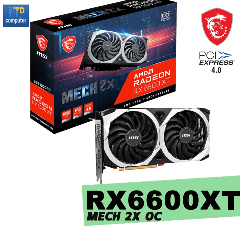 การ์ดจอ MSI Radeon RX 6600 XT MECH 2X 8G OC AMD rx 6600xt ของใหม่