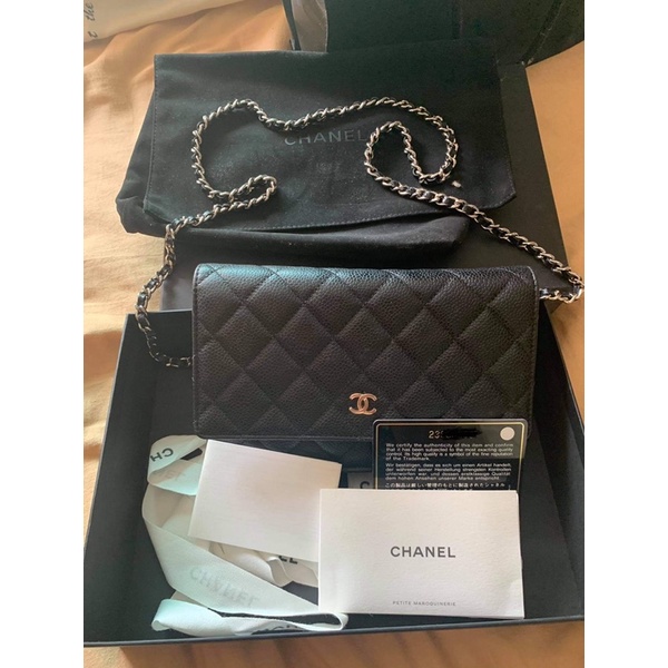 CHANEL Wallet on chain สีดำ Holo23