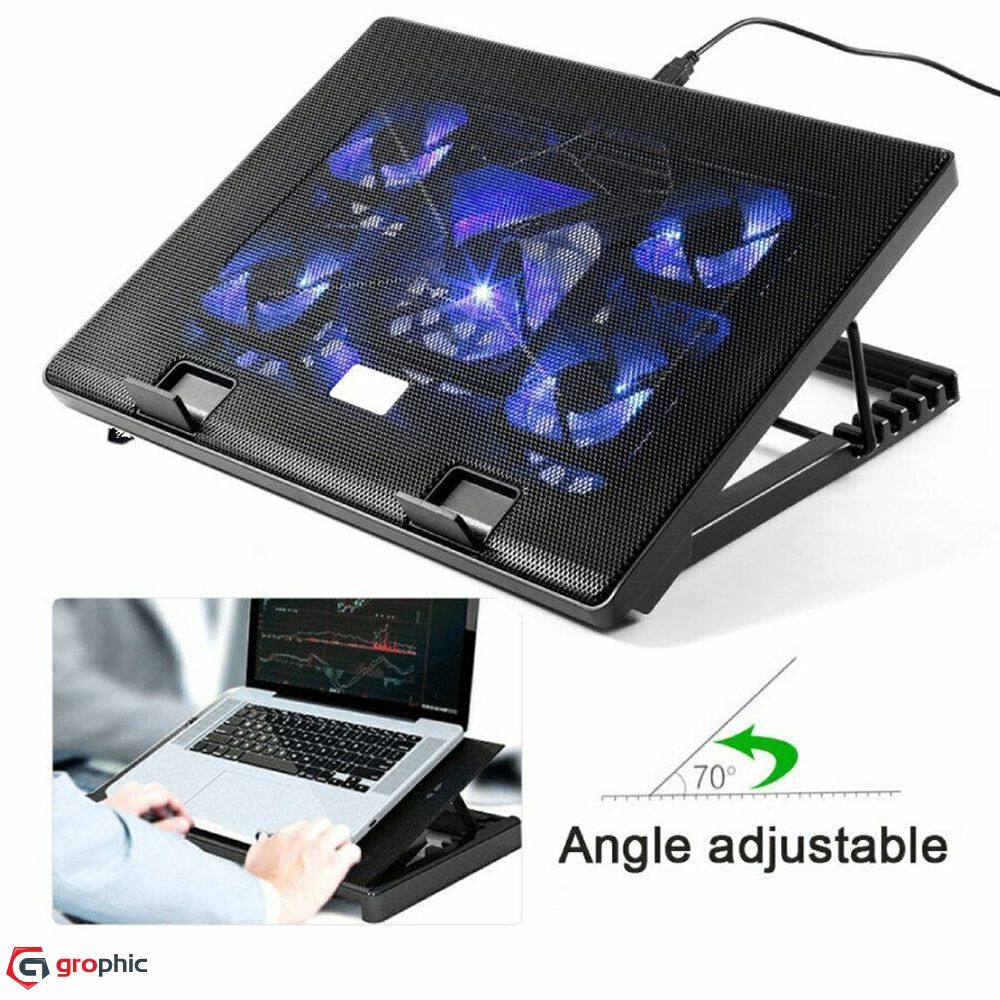 Laptop Cooling Cooler Pad Stand 5 Fan 2 Usb Computer Mat For 11