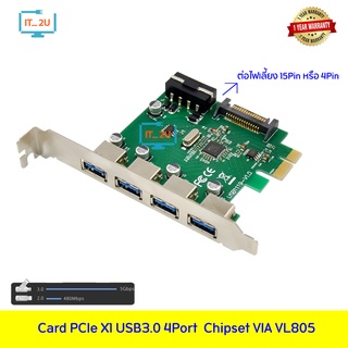 PCI Express X1 USB3.0 4Port Chipset VL805 Expansion Card การ์ดยูเอสบี