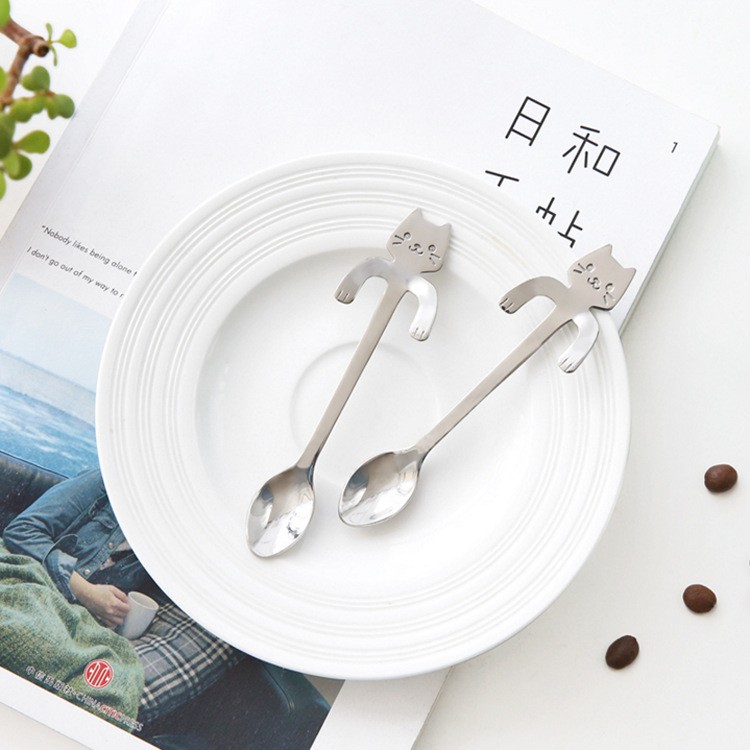 Thejoyful ช้อนกาแฟ สแตนเลส ช้อนขนม ด้ามยาว spoon รูปที่ 5