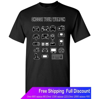 เสื้อยืดอินเทรนด์ผู้ชายอินเทรนด์ผู้หญิงเสื้อยืดแขนสั้น New Choose Your Weapon Controller Gamer Nerd Geek Funny DT Adult