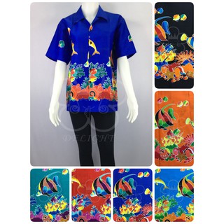 เสื้อ Hawai,เสื้อเชิ้ต, ผ้า coton / ลายปลาเทวดา