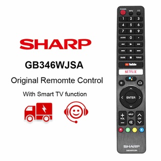 ใหม่ ของแท้ รีโมตคอนโทรลทีวี GB346WJSA GB326WJSA สําหรับ Sharp netflix Voice TV RRMCGB346WJSA netflix and YouTube เข้ากันได้กับ TV GB326WJSA 2T-C50BG1X 2T-C50BG1I 2T-C40BG1X 2T-C32BG1