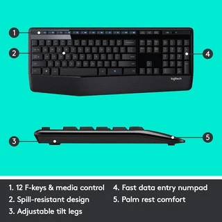 Logitech MK345 Wireless Combo Mouse and Keyboard (เมาส์ คีย์บอร์ดไร้สาย พร้อมปุ่มลัดและที่วางพักมือ) คีย์แคป ไทย/อังกฤษ
