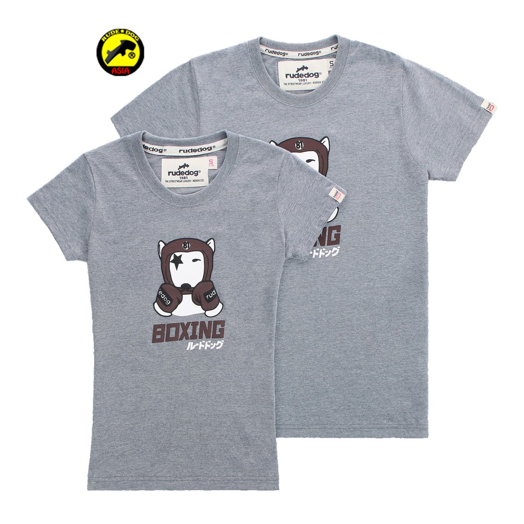 rudedog T-shirt เสื้อยืด รุ่น BOXING สีทอปดาย แฟชั่น คอกลม ลายสกรีน ผ้าฝ้าย cotton ฟอกนุ่ม ไซส์ S M