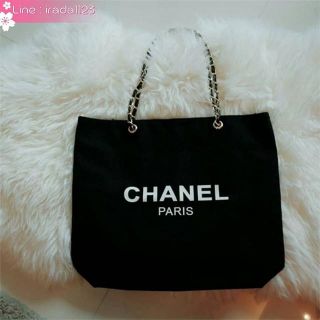 CHANEL VIP CANVAS TOTE BEAUTY GIFT TOTE CANVAS GOLD HARDWARE CHAIN STRAPS  ของแท้ ราคาถูก