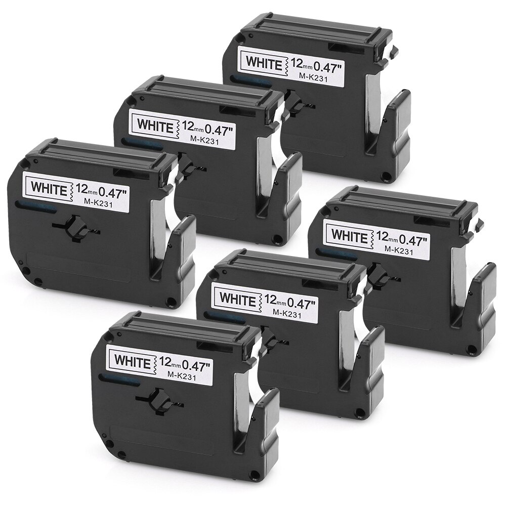 6 PCS/Lot 12mm*8m M-K231 Compatible Brother M Tapes Label Cartridge M-K231 MK231 Mk 231 for P touch 