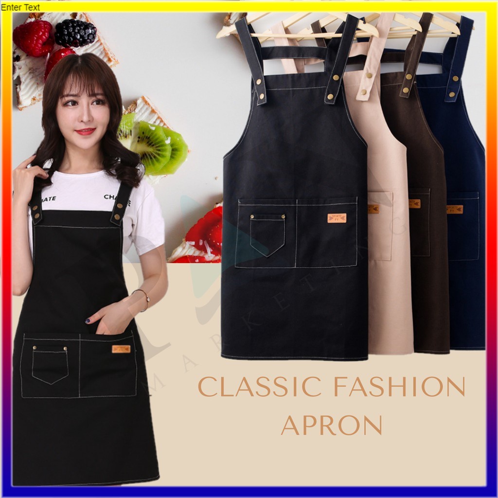 คุณภาพสูง ผ้ากันเปื้อนทำอาหาร ผ้ากันเปื้ยน Kitchen Apron ผ้ากันเปื้อนร้านกาแฟ