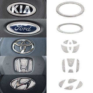 สติกเกอร์โลโก้คริสตัล พวงมาลัยรถยนต์ สําหรับ Hyundai Honda Toyota Ford Kia