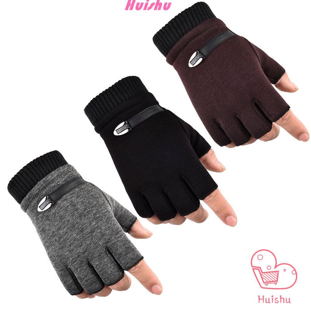 HS???? Accessories Mens Mittens Knitted Half Finger Winter Gloves