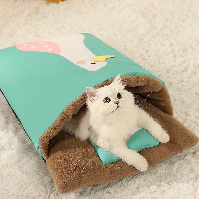 MADDEN Cute Cat Bed Warm Cat Sleeping Bag Deep Sleep Cave Winter   D568b55a99d2137d356bb1a18f87d31f