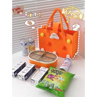 พร้อมส่ง กระเป๋าถือผ้าสักหลาด กระเป๋าการ์ตูน กระเป๋าช้อปปิ้ง