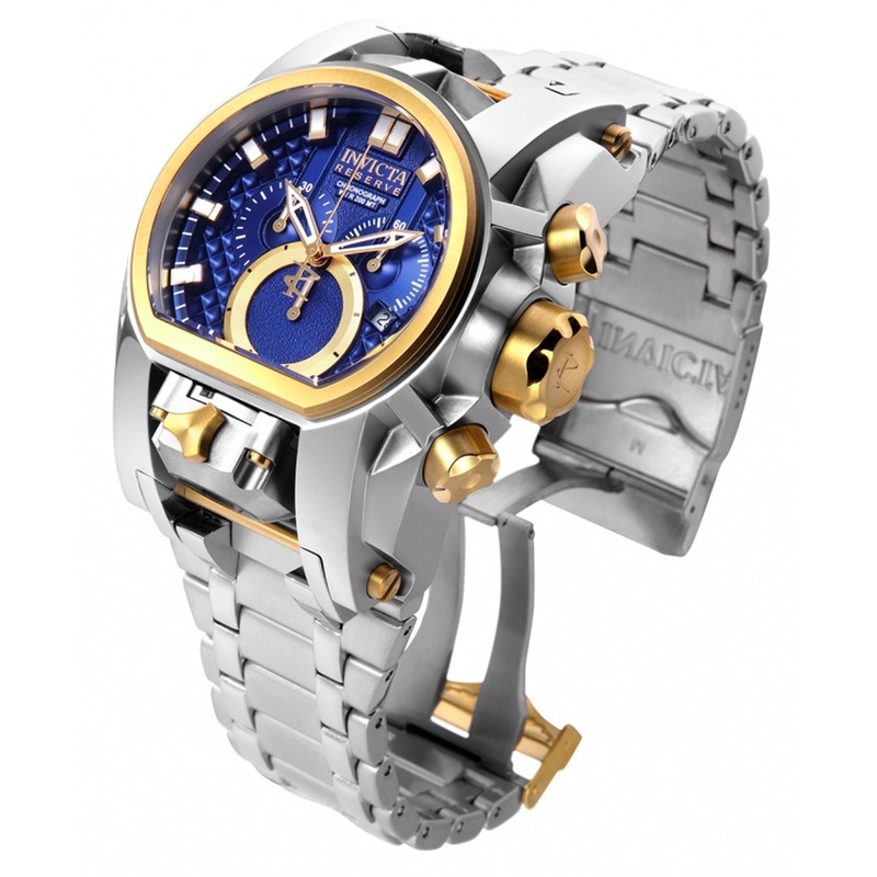 Invicta Reserve Bolt Zeus นาฬิกาข้อมือควอตซ์แฟชั่น สายแสตนเลส กันน้ํา โครโนกราฟ 52 มม. สําหรับบุรุษ