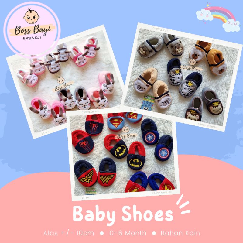 Baby BOSS - Eeru Baby Shoes / Baby Cloth Shoes with animal & character motifs 0-6 เดือน