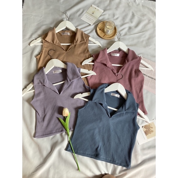 TTW105 🪞 𝗕𝗮𝗯𝘆 𝗰𝗿𝗼𝗽 🌈 ˋωˊ , ´ เสื้อครอปคอปกรุ่นนี้ใส่แล้วดูเป็นทางการขึ้นมาเลยค่า