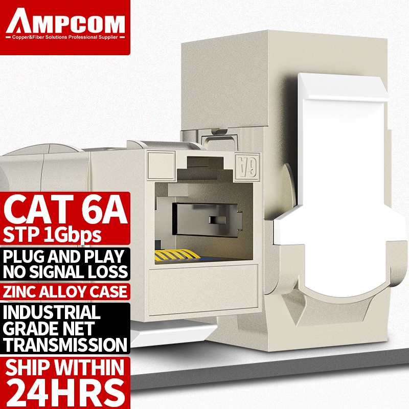 AMPCOM CAT6A RJ45 Inline Coupler Keystone Jack AMPCOM Zinc-Alloy ...
