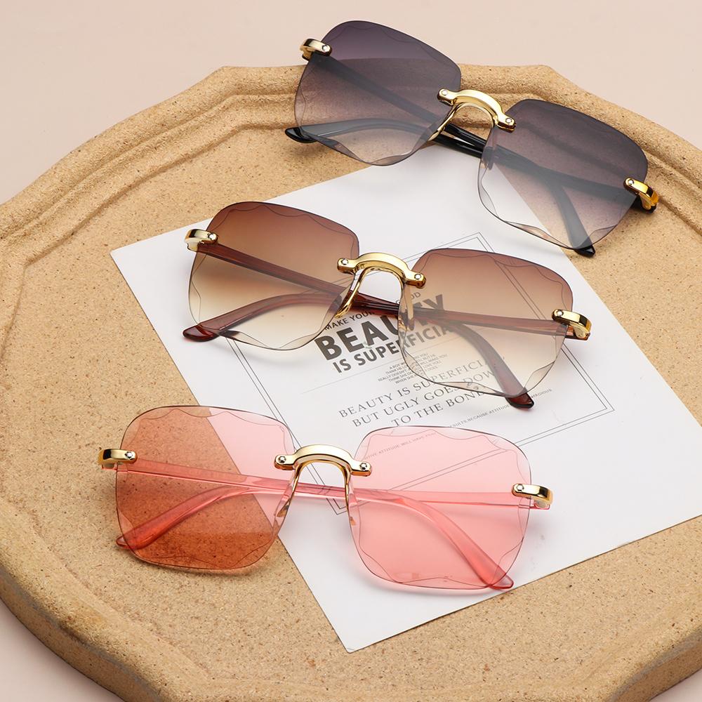 Smile Tinted Shades Uv400 Frameless Square Rimless Sunglasses For Women 
