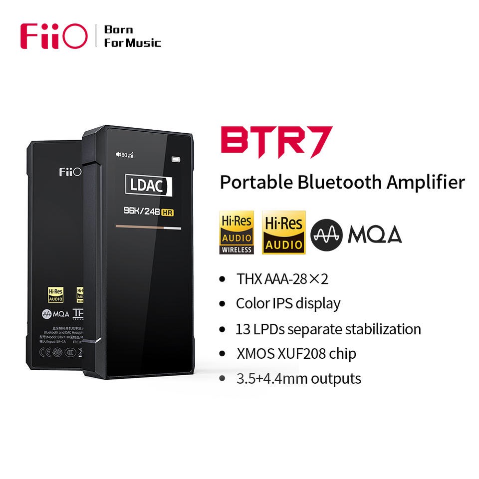 Fiio BTR7 พร้อม MQA, USB DAC DSD256, QCC5124 หูฟังบลูทูธ 5.1 เครื่องขยายเสียง พร้อมเอาต์พุต Double THX AAA-28 3.5 มม. /4.4 มม.