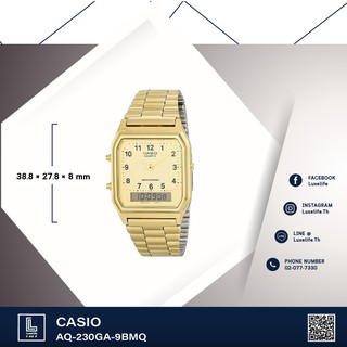 นาฬิกาข้อมือ Casio รุ่น AQ-230GA-9BMQ Standard  2 ระบบ สำหรับผู้ชาย ผู้หญิง สีทอง สายสแตนเลส