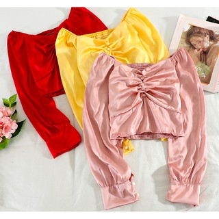 📮พร้อมส่ง เสื้อแขนยาวสม็อคด้านหลัง มีกระดุมที่แขน