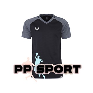 เสื้อฟุตบอลคอวีแขนสั้นสีดำเทา football warrix AMANDO WA 1556 size S-7L